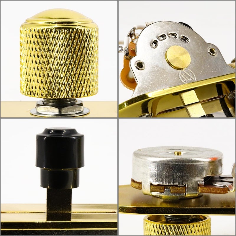 Domofa Loaded Guitar Control Plate Prewired 3-Way Switch 250K Large Potentiometers Knurled Volume Tone Controls Knobs for Tele/Telecaster Electric Guitar Parts Replacement (Gold) - Image 3
